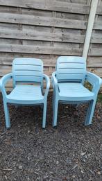 5 blauwe terrasstoelen allibert, Ophalen, Gebruikt, Kunststof