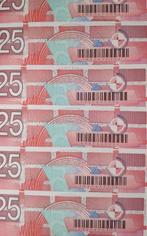 Bankbiljetten 6x 25 gulden 1989 opvolgende nummers UNC, Ophalen, 25 gulden