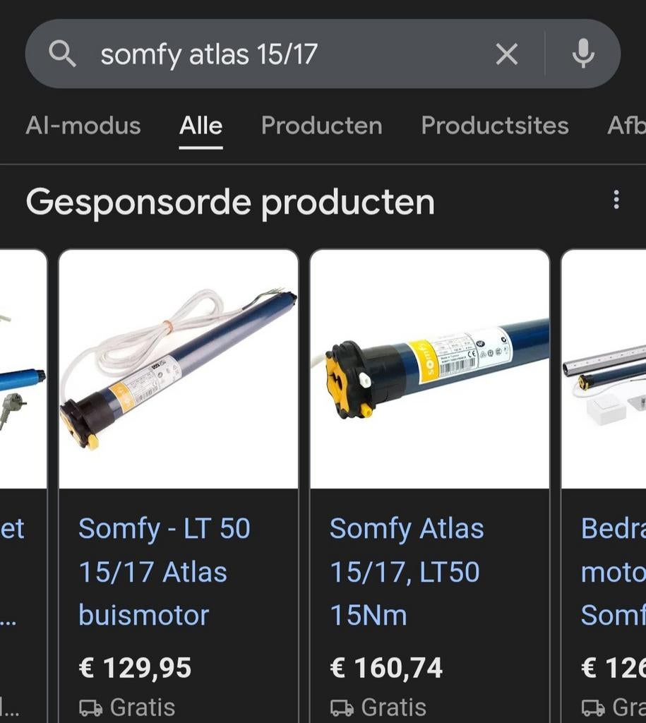 Somfy Atlas 15/17 Elektrische Rolluikmotor, Ophalen of Verzenden