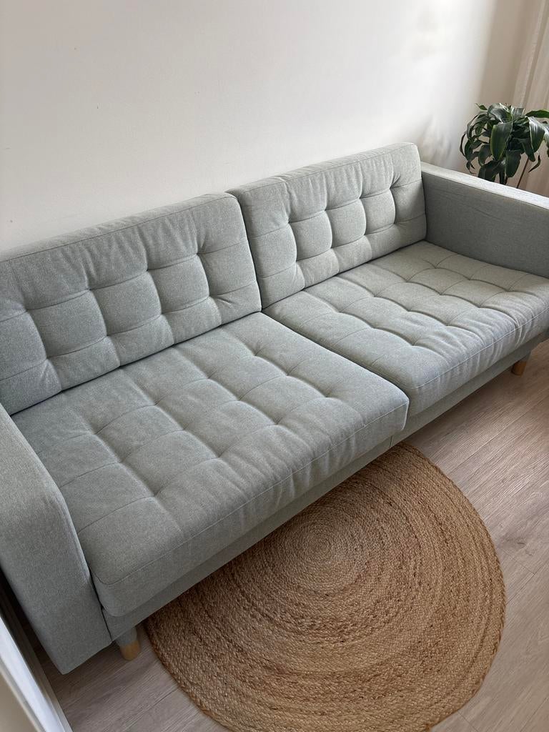 IKEA Landskrona 3-zitsbank - Lichtgroen/Hout, Ophalen, Driepersoons, 75 tot 100 cm, Zo goed als nieuw