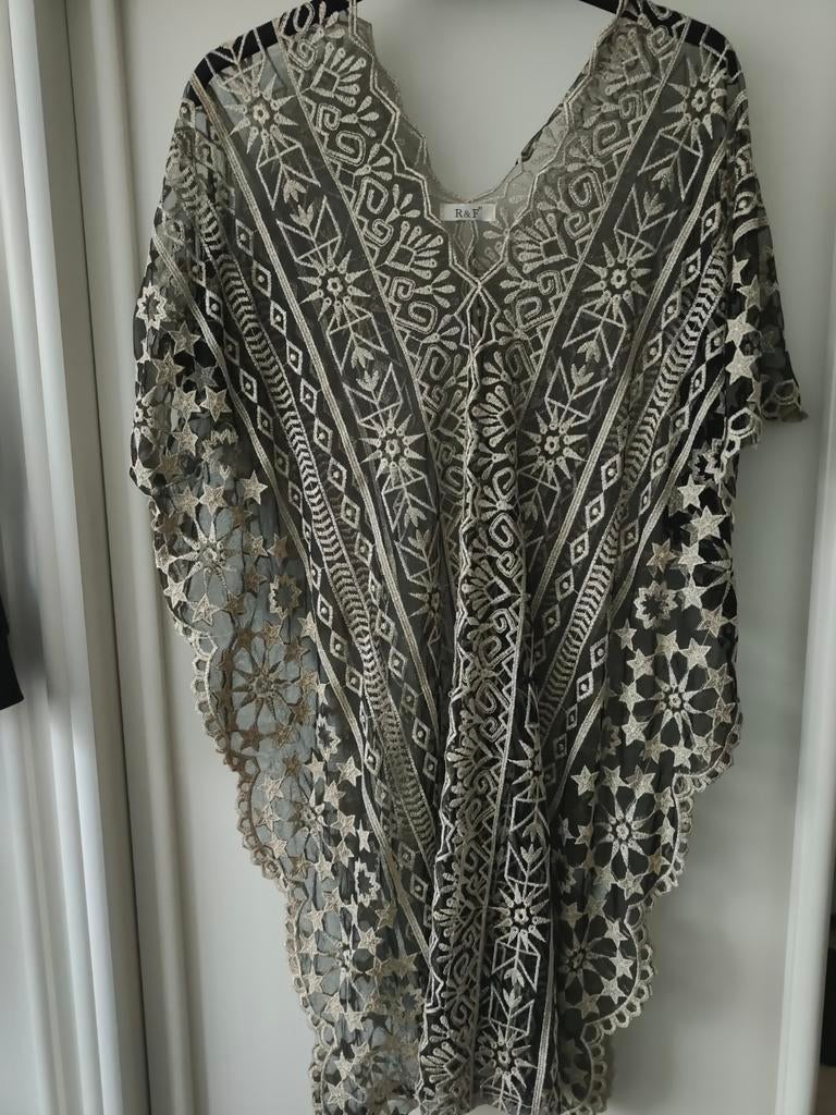 Goud geborduurde slip over kaftan dress xl 1001 nacht arabia, Kleding | Dames, Zwart, Maat 46/48 (XL) of groter, Ophalen of Verzenden