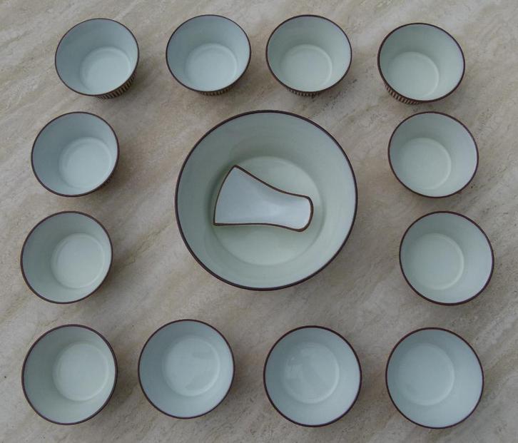 Fris Cleopatra Snack set 14 delig Compleet MET het Schepje, Antiek en Kunst, Antiek | Servies compleet, Ophalen of Verzenden