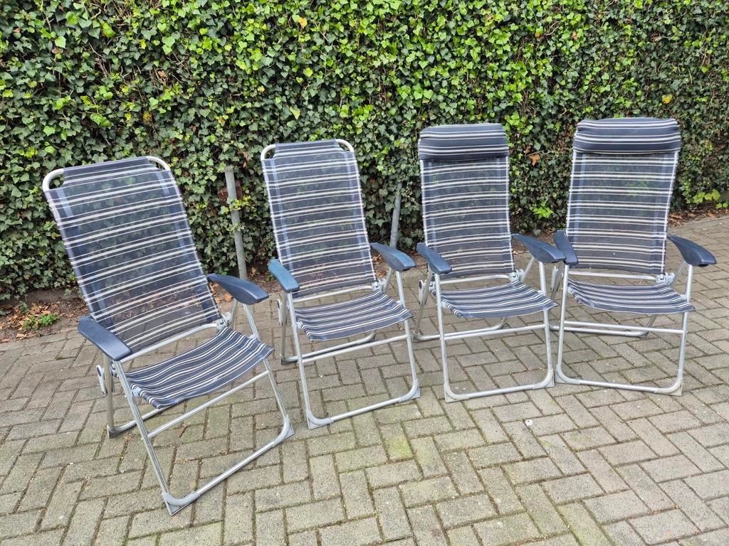 4 inklapbare verstelbare kampeerstoelen, Ophalen, Gebruikt, Campingstoel