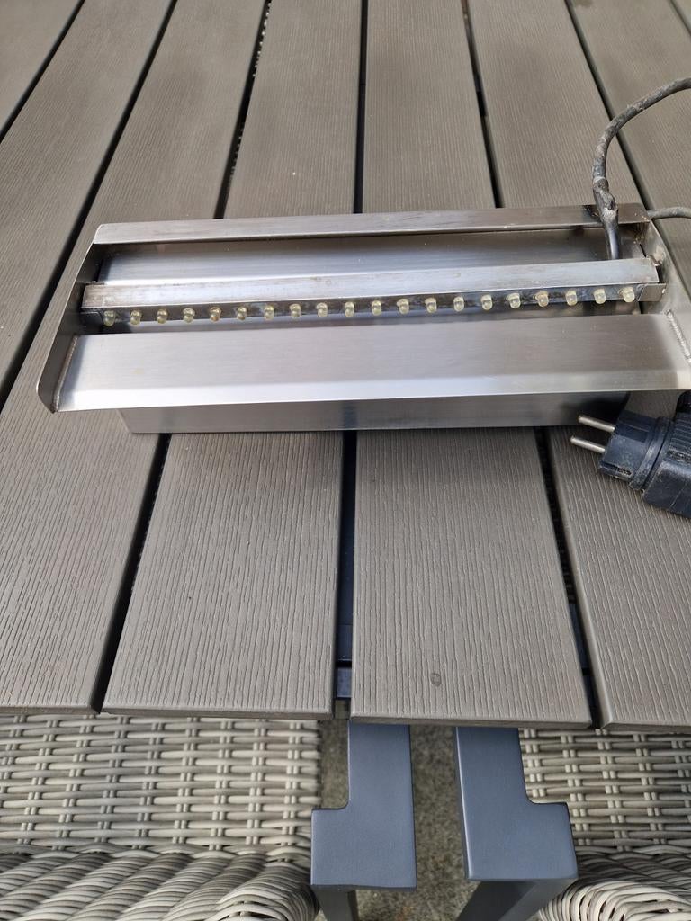 RVS Waterval met LED-verlichting voor vijver of zwembad, Tuin en Terras, Ophalen of Verzenden, Gebruikt, Rvs, Waterval