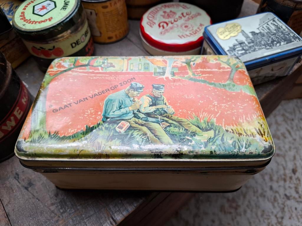Vintage Van Nelle's Tabak Blik - Gaat van Vader op Zoon, Verzamelen, Ophalen of Verzenden