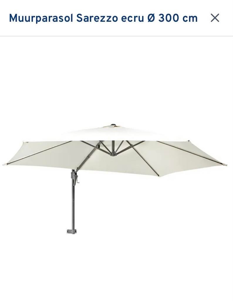 Muurparasol 3 meter doorsnede, Ophalen, Gebruikt, 2 tot 3 meter, Muurparasol