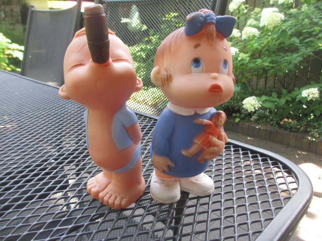 Vintage Laflex France squeeze rubber poppetjes '60, Ophalen of Verzenden, Zo goed als nieuw