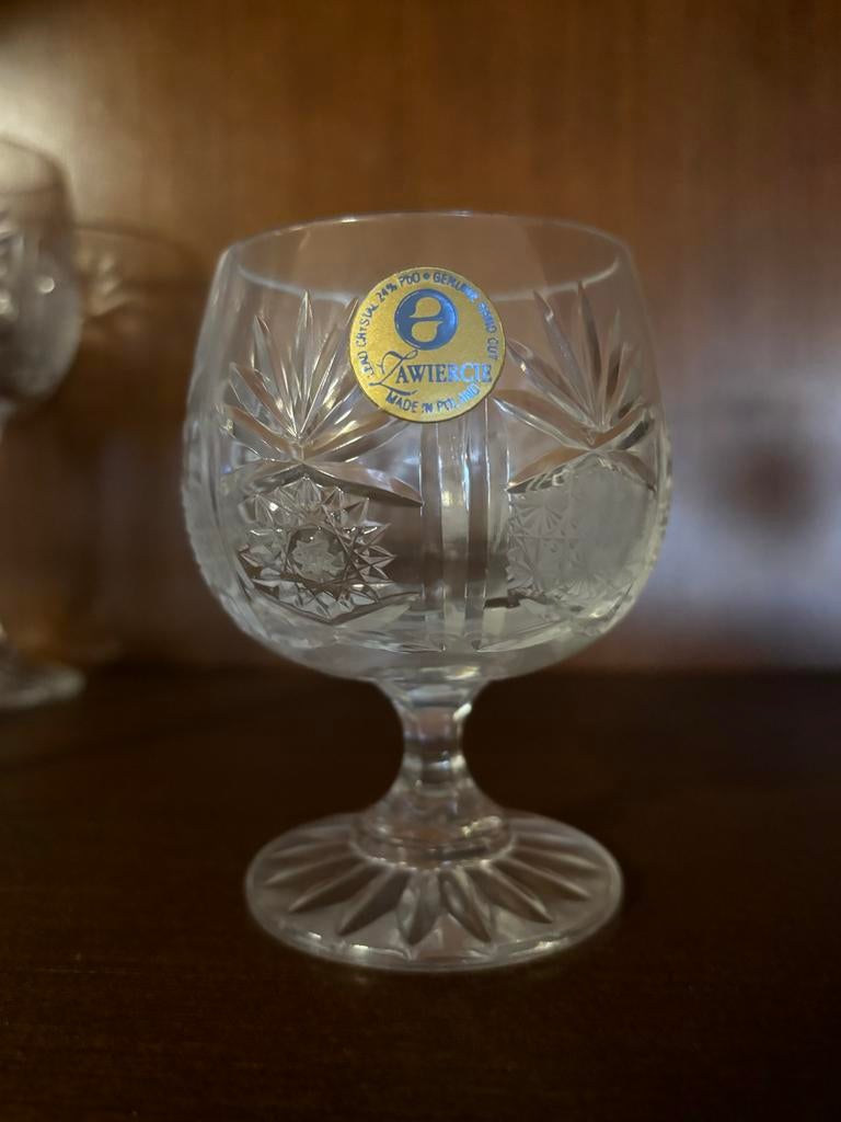 Zawiercie Kristallen Cognac Glazen - Set van 6, Antiek en Kunst, Antiek | Glas en Kristal, Ophalen