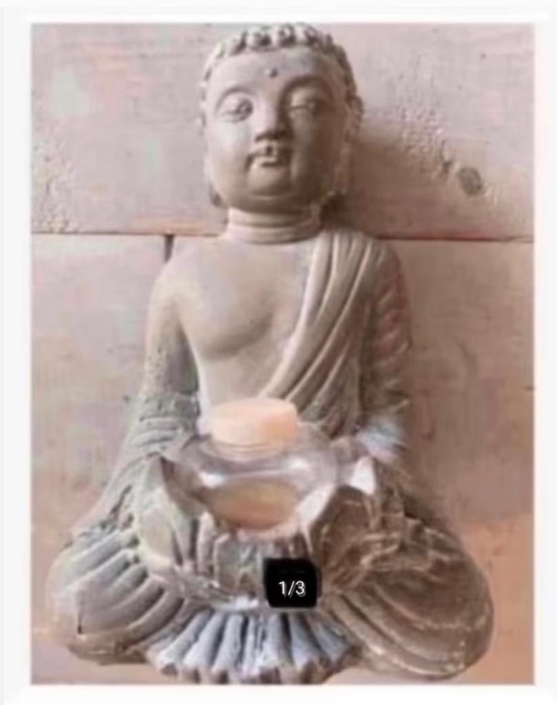 Tuin Beton Boeddha beeld 18 cm hoog, Steen, Gebruikt, Ophalen of Verzenden, X