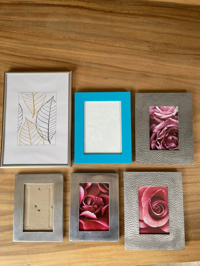 Bundel met 6 fotolijsten metalen en hout, Audio, Tv en Foto, Fotografie | Fotolijsten, Ophalen, Zo goed als nieuw