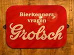 Emaille Reclamebord Bierkenners Vragen Grolsch, Ophalen of Verzenden, Reclamebord