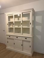Witte buffetkast met glazen schuifdeuren, Gebruikt, 100 tot 150 cm, Ophalen of Verzenden, Met lade(s)