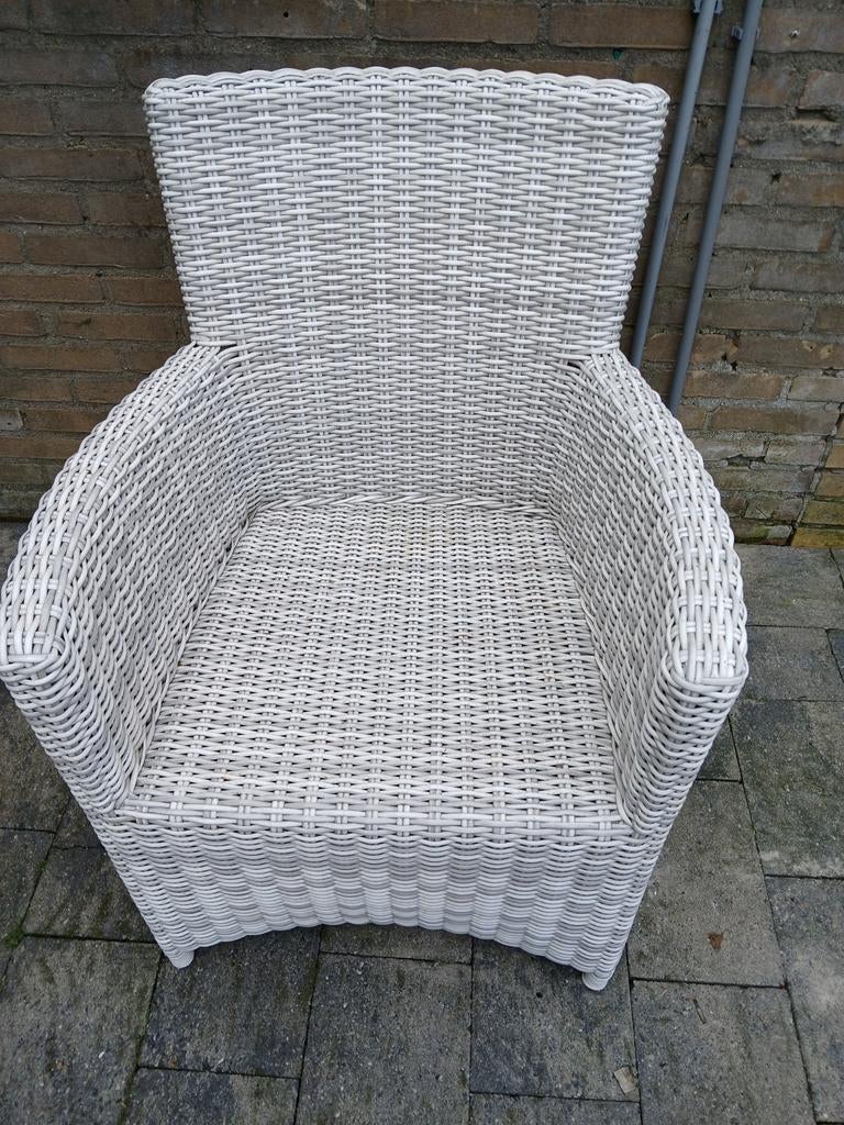 Giardo tuinstoelen wit met grijze kussens, 6 stuks, Tuin en Terras, Ophalen