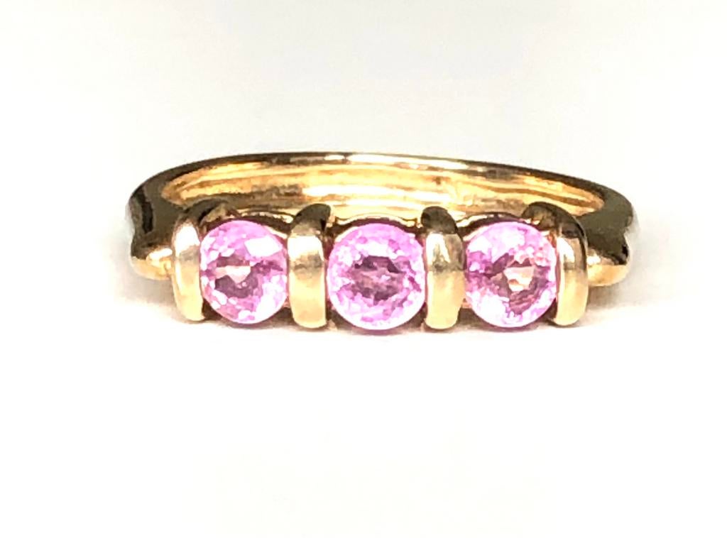 AnnaNina vintage 9k gouden ring roze saffier, Sieraden, Tassen en Uiterlijk, Ringen, Ophalen of Verzenden, 17 tot 18, Goud, Dame