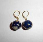 Oorbellen oorhangers 925 Verguld Globe Wereldbol, Hangers, Nieuw, Ophalen of Verzenden, Met edelsteen