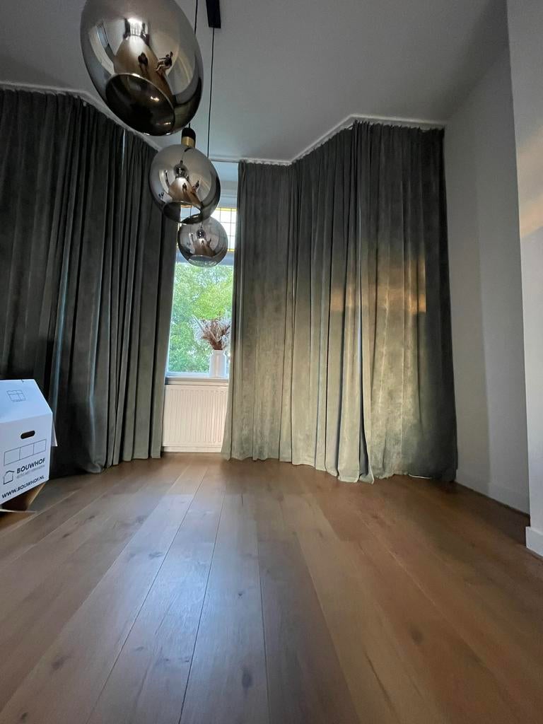 3 verduisterende groene corduroy gordijnen 310cm