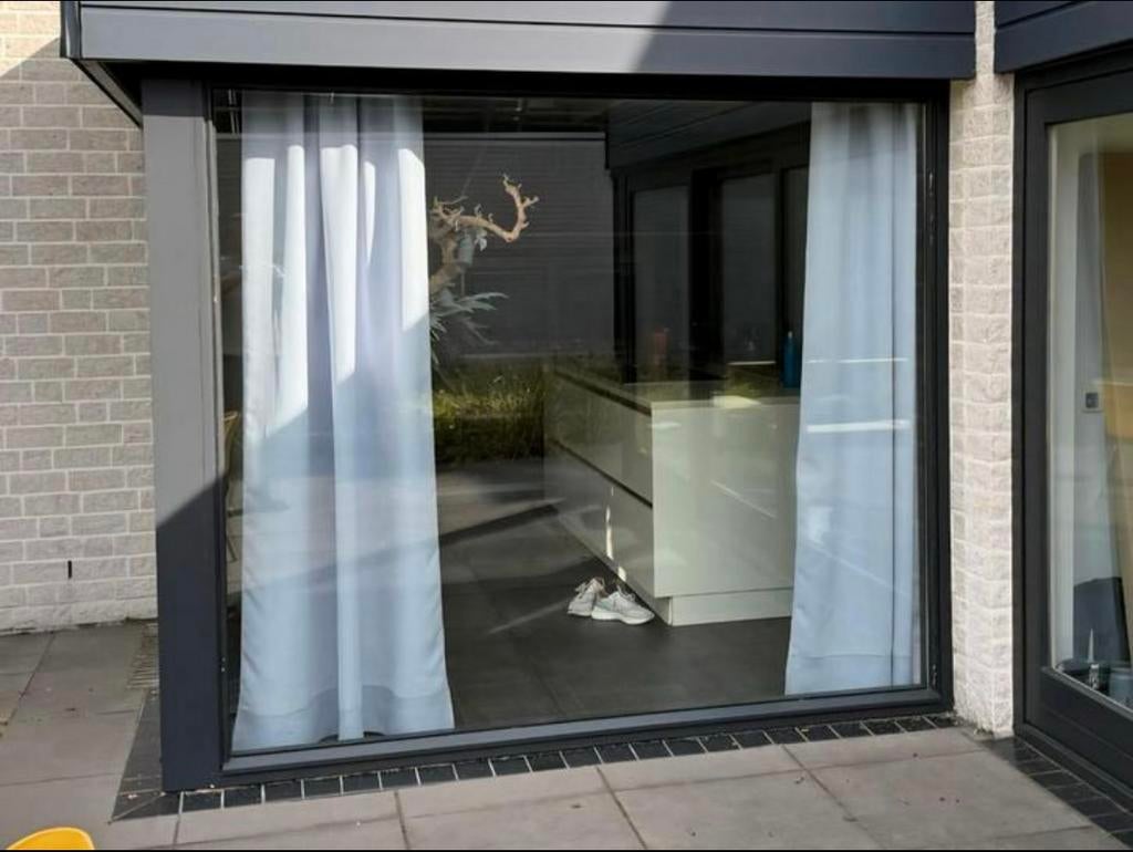 Hardhout kozijn met glas, Doe-het-zelf en Verbouw, Kozijnen en Schuifpuien, Ophalen, Gebruikt, Hout, Raamkozijn