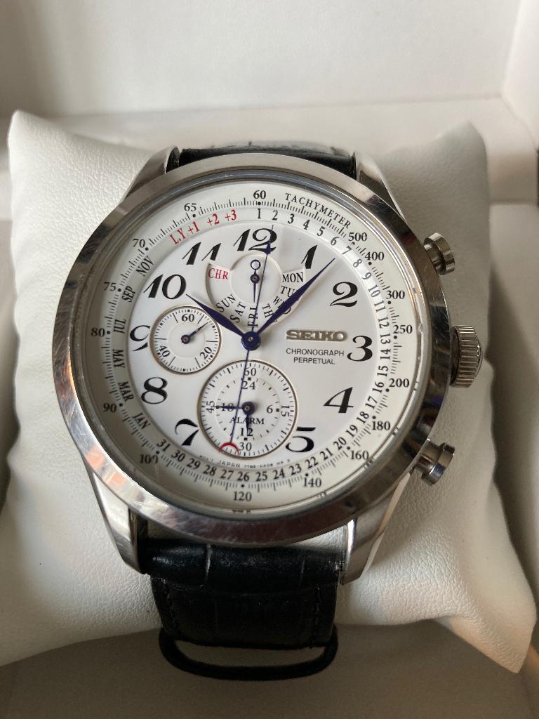 Seiko perpetual calendar chronometer alarm 7T86, Sieraden, Tassen en Uiterlijk, Horloges | Heren, Seiko, Staal, Polshorloge, Ophalen of Verzenden