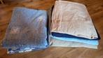 stapeltje beddengoed: 4 hoeslakens en 2 dekbedovertrekken, Gebruikt, Eenpersoons, Blauw, Dekbedovertrek