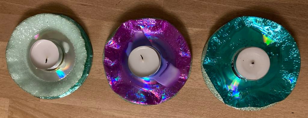 Kunst Theelichten - 1 keer gebruikt, Ophalen, Kunststof, Gebruikt, Blauw