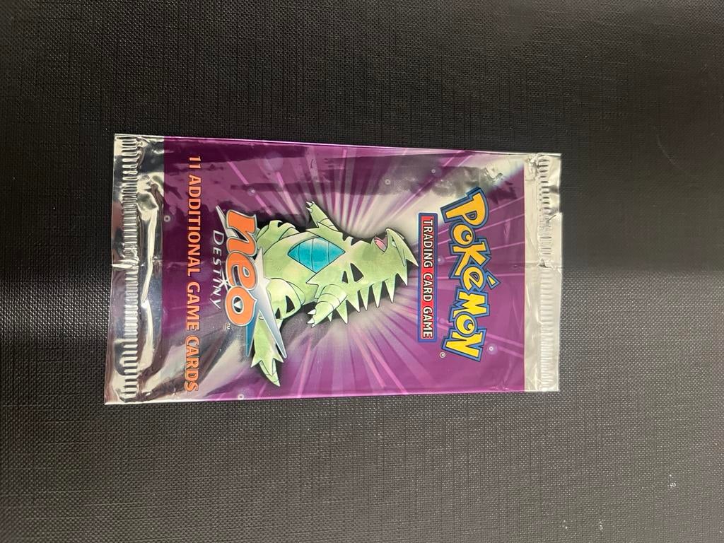 Pokemon booster leeg empty neo destiny tyranitar, Ophalen of Verzenden, Zo goed als nieuw, Booster