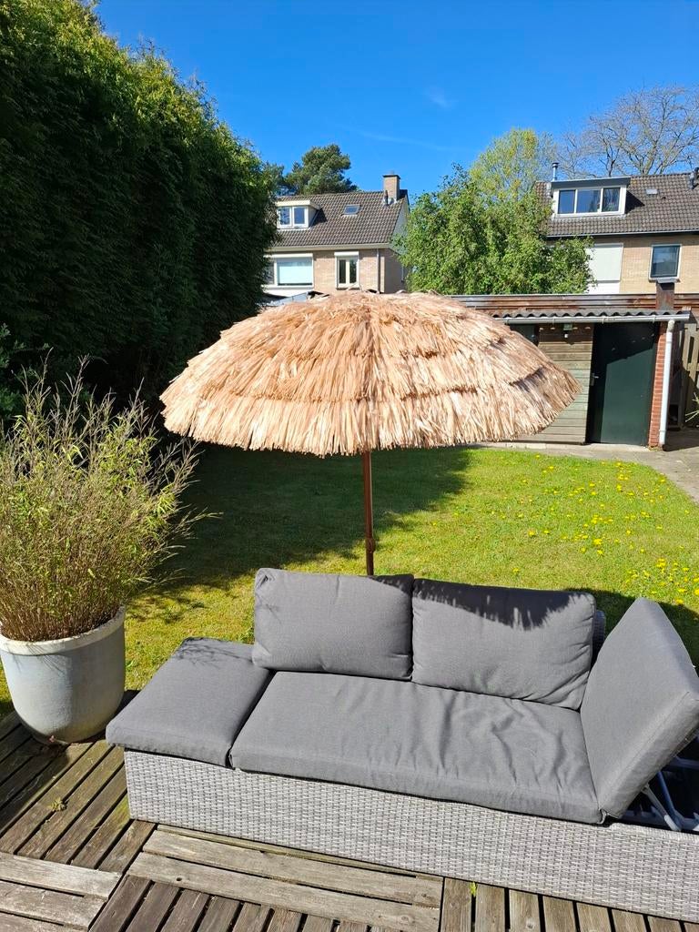 Ibiza Stijl Raffia Parasol 160cm, Ophalen, Gebruikt, Kantelbaar, 1 tot 2 meter