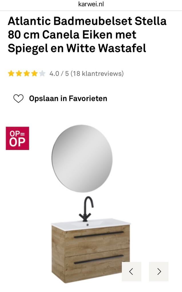 Nieuwe Atlantic badkamerspiegel - Ø 80 cm, Ophalen, Rond, Nieuw, 75 tot 100 cm
