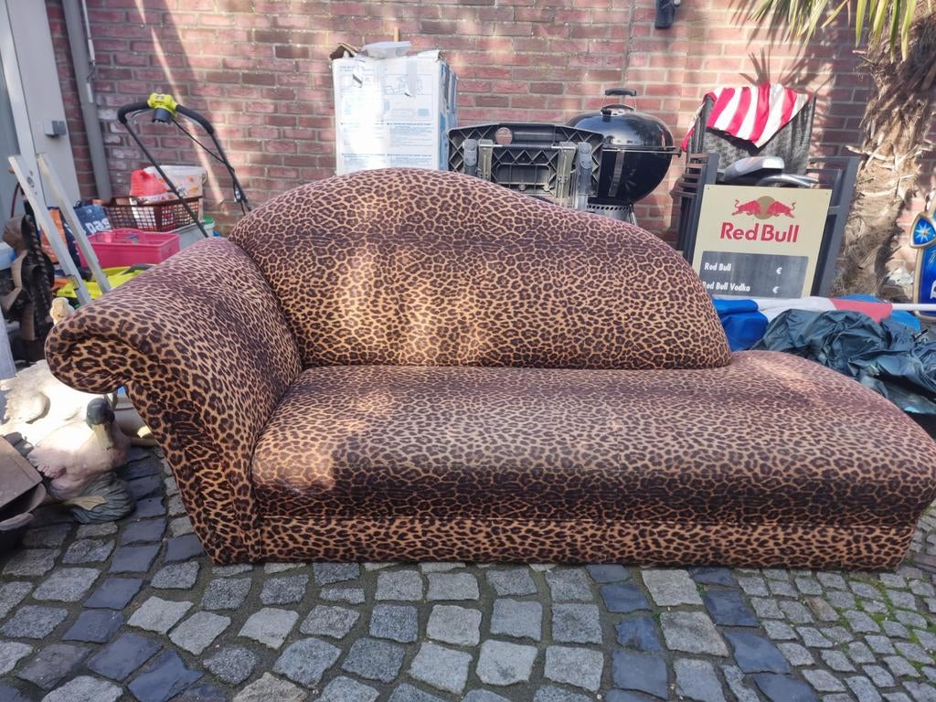 Panterprint chaise longue, Huis en Inrichting, Banken | Sofa's en Chaises Longues, Ophalen of Verzenden, Tweepersoons, 150 tot 200 cm
