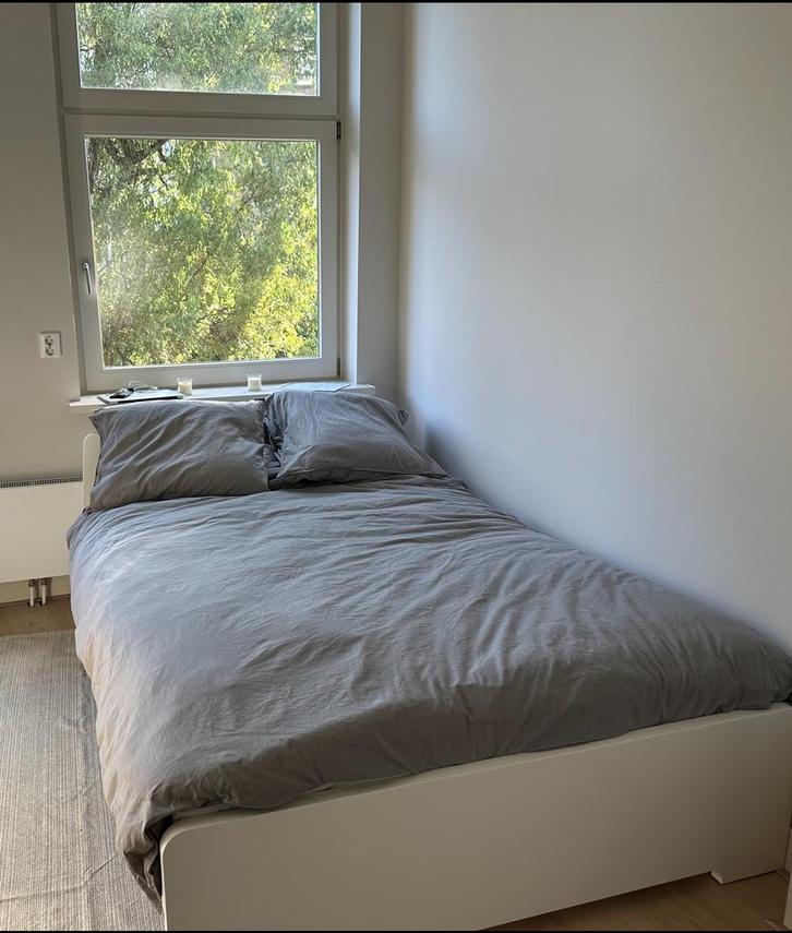 IKEA ASKVOLL Bed Frame 140x200 (White), Huis en Inrichting, Slaapkamer | Bedden, Zo goed als nieuw, Tweepersoons, 140 cm, 200 cm