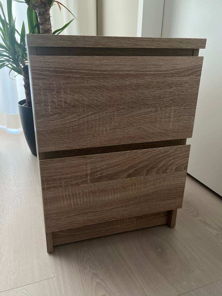 2 Nachtkastjes met 2 lades - Houtlook, Huis en Inrichting, Kasten | Ladekasten, Minder dan 50 cm, 1 of 2 laden, Ophalen of Verzenden