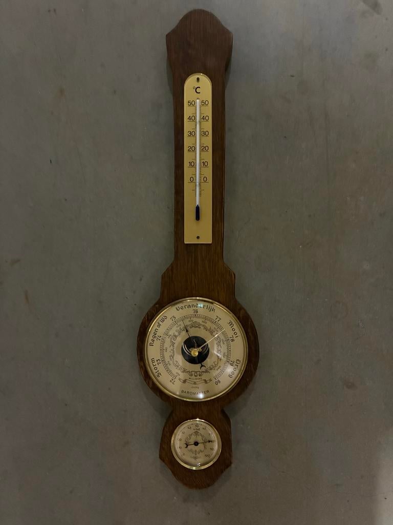 Antieke Barometer met Thermometer, Ophalen of Verzenden, Zo goed als nieuw, Weerstation