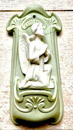 Antieke Wijwaterbakje met Engel - Lichtgroen, Ophalen of Verzenden