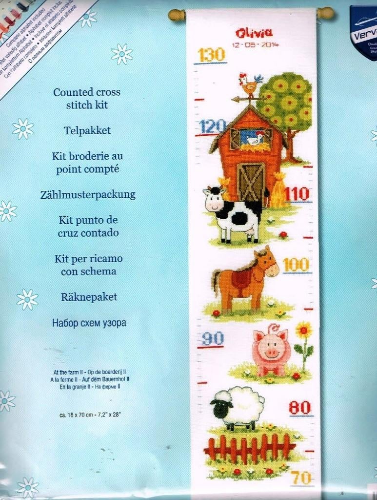 Cado Koopje vervaco borduurpakket groeimeter Boerderijdieren, Ophalen of Verzenden, Nieuw, Handborduren, Borduurpakket