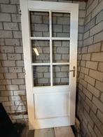 Witte binnendeur met glaspanelen en klink, Doe-het-zelf en Verbouw, Ophalen, Gebruikt, 80 tot 100 cm, Binnendeur