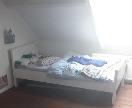 Woood bed wit, Ophalen, 85 tot 100 cm, Gebruikt, Lattenbodem