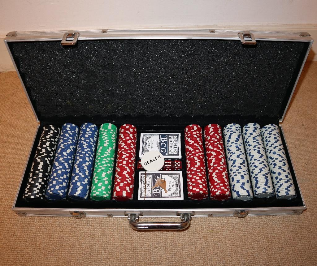 Complete 500-delige pokerset in aluminium koffer, Ophalen, Gebruikt
