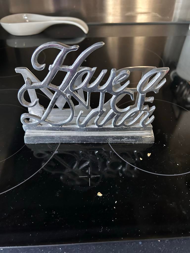 Riviera Maison Servettenhouder "Have a Nice Dinner", Zilver, Ophalen of Verzenden, Metaal, Riviera Maison