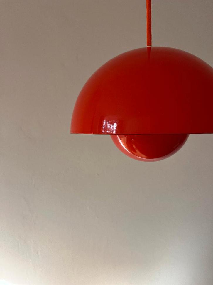 Vintage Louis Poulsen Flowerpot emaille - Verner Panton, Huis en Inrichting, Lampen | Hanglampen, Zo goed als nieuw, Minder dan 50 cm