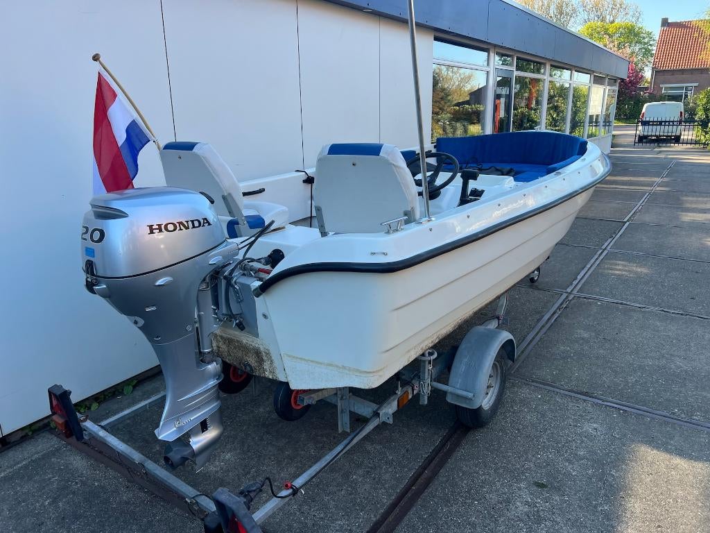 Ryds 435 + Honda BF20 + PEGA Trailer, Watersport en Boten, Ophalen, 10 tot 30 pk, Honda, Honda