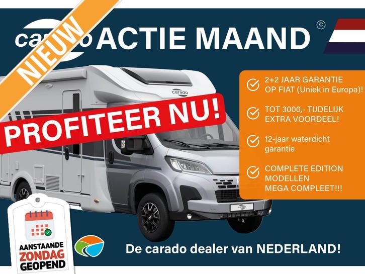 Carado T448 PRO+ AUTOMAAT + ACTIEPRIJS, Caravans en Kamperen, Campers, Bedrijf, tot en met 4, Half-integraal, Carado, Fiat, Diesel