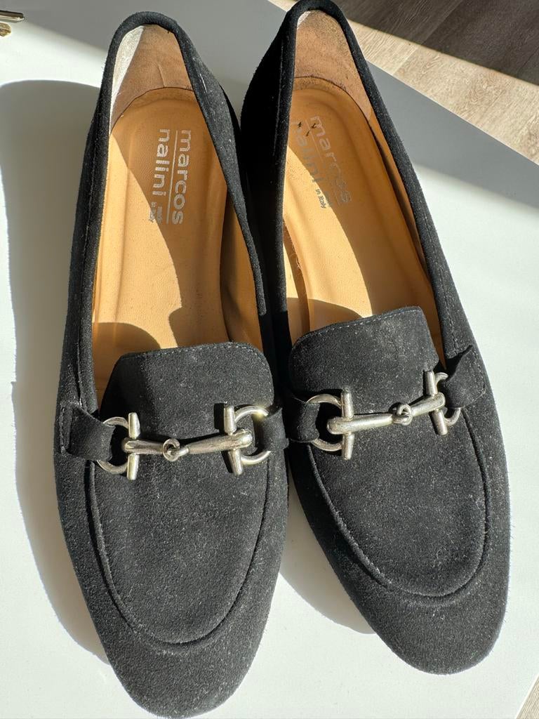 Marcos Nalini loafers zwart suede mt 40,5, Ophalen of Verzenden, Zo goed als nieuw, Zwart, Instappers
