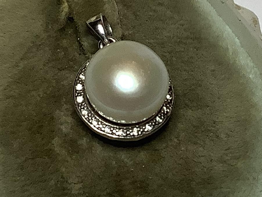 ZILVER HANGER 925 met witte edelstenen en echte parel, Sieraden, Tassen en Uiterlijk, Antieke sieraden, Verzenden, Zilver, Hanger