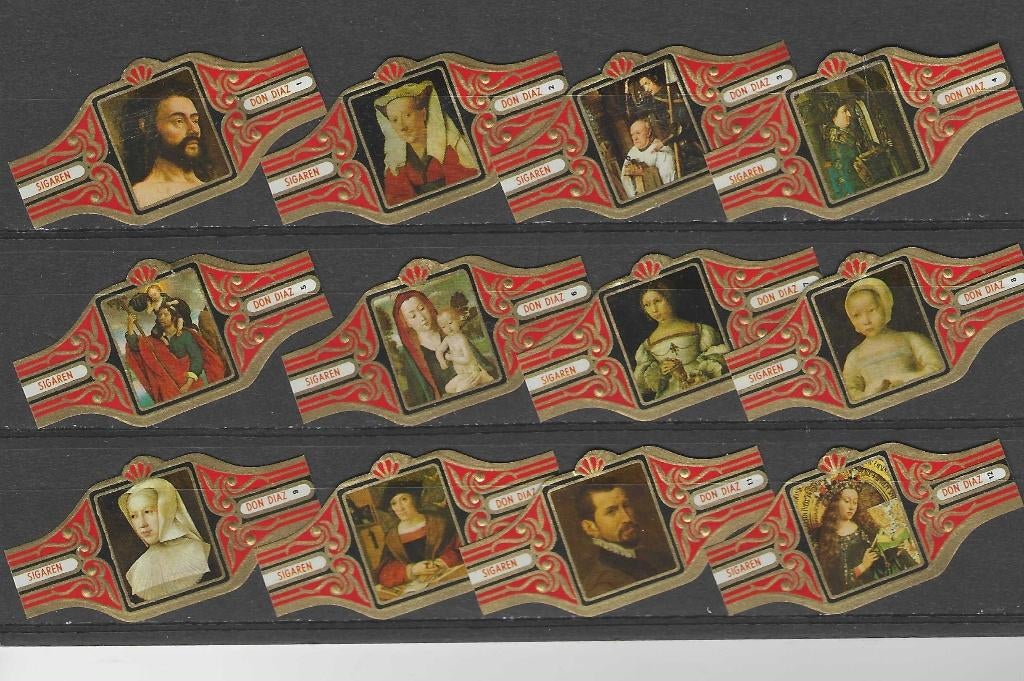 reeks 3073  schilders   1-12   sigarenbanden, Ophalen of Verzenden, Zo goed als nieuw, Sigarenbandjes