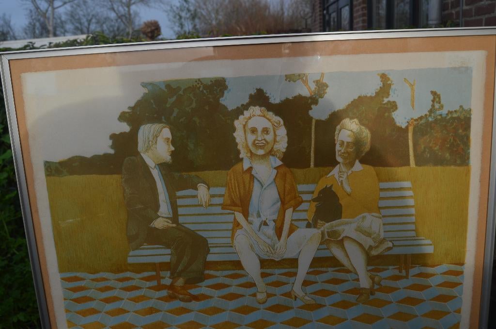 Flinke litho Aat Verhoog 'Op de bank' gesign. gen., Antiek en Kunst, Ophalen of Verzenden