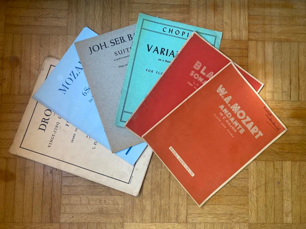 6x bladmuziek voor Fluit (en piano) Mozart, Blavet, Chopin.., Muziek en Instrumenten, Ophalen of Verzenden, Artiest of Componist