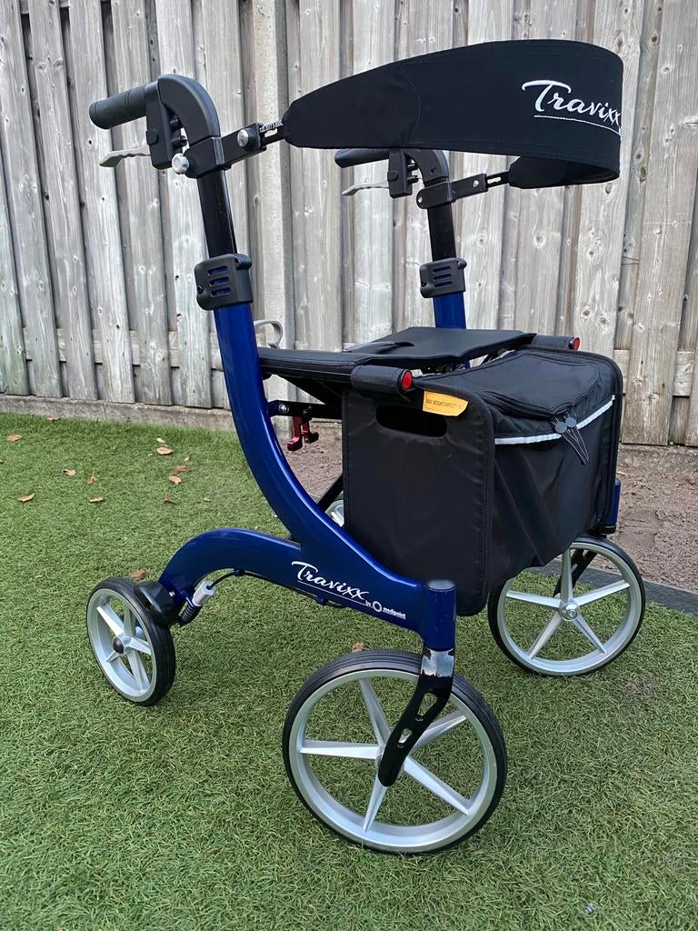 Travixx Deluxe S - Medipoint rollator +tas+rugband, Ophalen, Opvouwbaar, Zo goed als nieuw