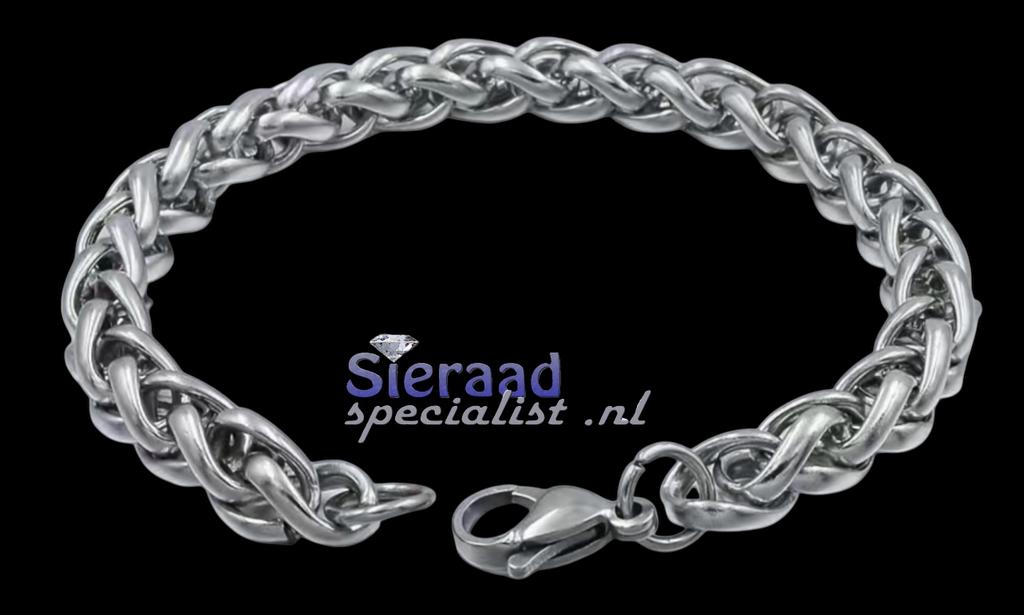 Stoere stainless steel herenarmband, Staal, Ophalen of Verzenden, Sieraadspecialist, Nieuw
