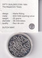 50 Gulden 1994 FDC met kaartje in Doosje, Verzenden, Koningin Beatrix, Zilver, Losse munt