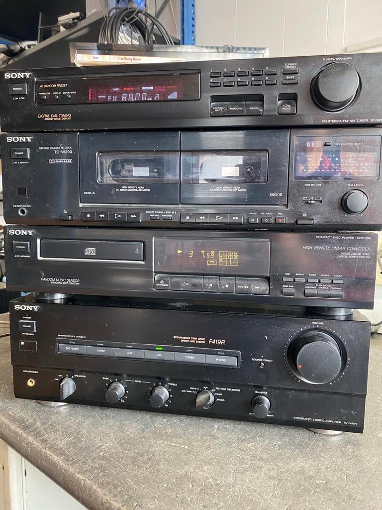 Sony TA-F419R, CDP209, TC-W290 en ST-S211 audioset, Ophalen, Gebruikt, Cassettedeck, Sony