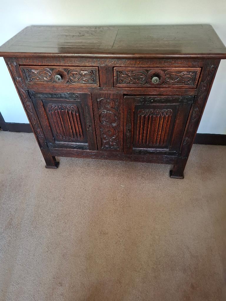 Koloniale buffet kast antiek, Ophalen, Gebruikt, 100 tot 150 cm, Koloniaal